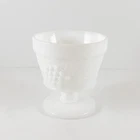 Vintage White Milk Glass Footed Dessert Cup/Sherbet Dish - Grape and Vine