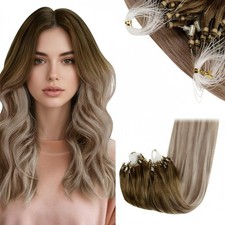 RUNATURE Micro Link Human Hair Extensions Balayage Walnut to Ash Brown
