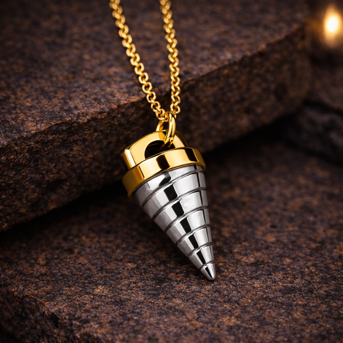 Sterling Silver Gurren Lagann Core Drill Necklace, Anime Lover
