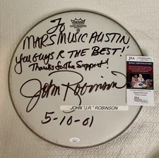 *1/1 (JSA CUSTOM SIGNED COA) DRUMMER JOHN ROBINSON DRUMHEAD AUTOGRAPH 2001🔥