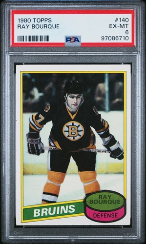 1980 TOPPS #140 RAY BOURQUE PSA 6 BOSTON BRUINS ROOKIE CARD HOCKEY HOF RC