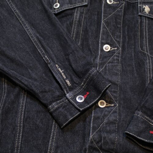 Vintage US Polo Assn Black Denim Heavy Trucker Jacket- Size XXL - Picture 2 of 16