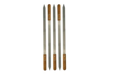 WALEXO Spiedini per barbecue kebab spiedini per kebab spiedini Adana acciaio inox 600 x 23 x 2 mm manico in legno