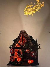 2023 Witches Cottage Haunted House Wallflower Plug In Projector Halloween B&BW