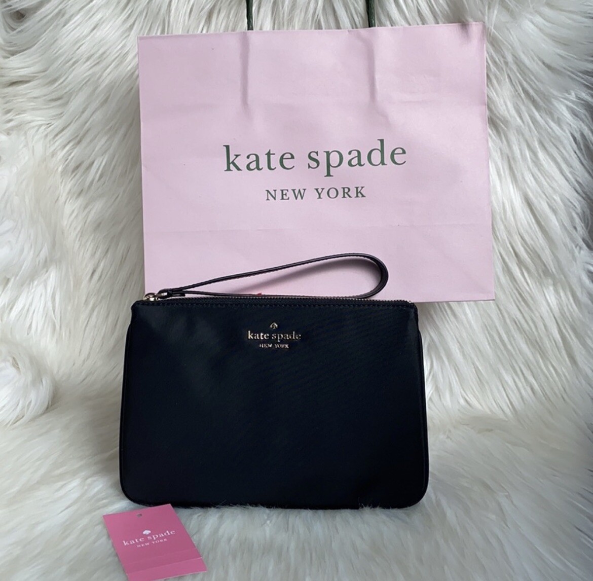 Kate Spade New York Chelsea Black Nylon Zip Medium Wristlet Phone