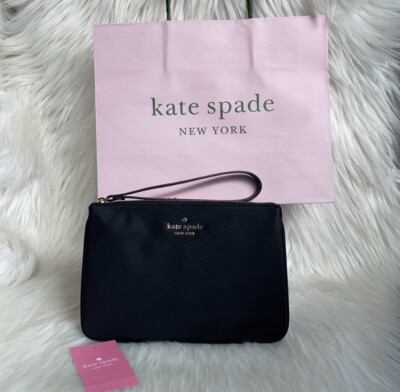 Kate Spade New York Chelsea Black Nylon Zip Medium Wristlet