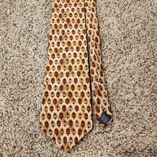 Men's Chaps by RALPH LAUREN Silk Tie Necktie MADE IN USA Gold tan beige maroon