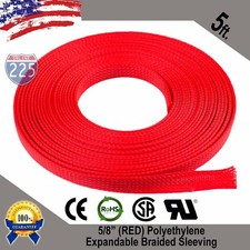 5 FT. 5/8" Red Expandable Wire Cable Sleeving Sheathing Braided Loom Tubing US