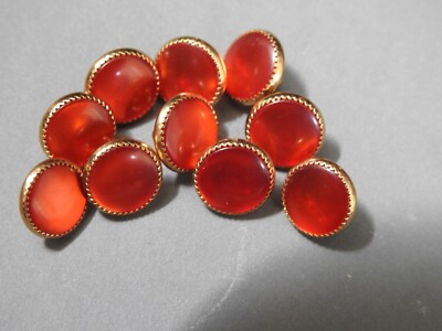 10 VINTAGE orange STREAMLINE pearly buttons  Fashion Designer Estate