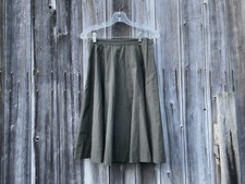 Vintage College Town Swing Skirt Pleated Circle Twirling Olive Green Skirt 26" W