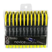 Thornton's Office Supplies Novice Disposable Fountain Pens, Fine Point, Yellow 