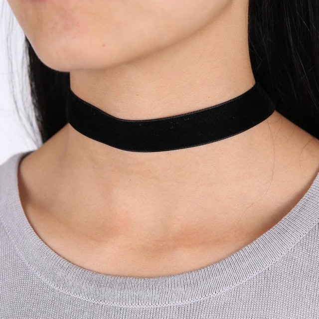 Black Choker Necklace Adjustable Satin Ribbon grunge 90s choker