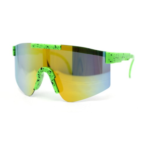 Boys Kids Size 80s Paint Splatter Oversize Rimless Sport Plastic Sunglasses - 第 6/21 張圖片