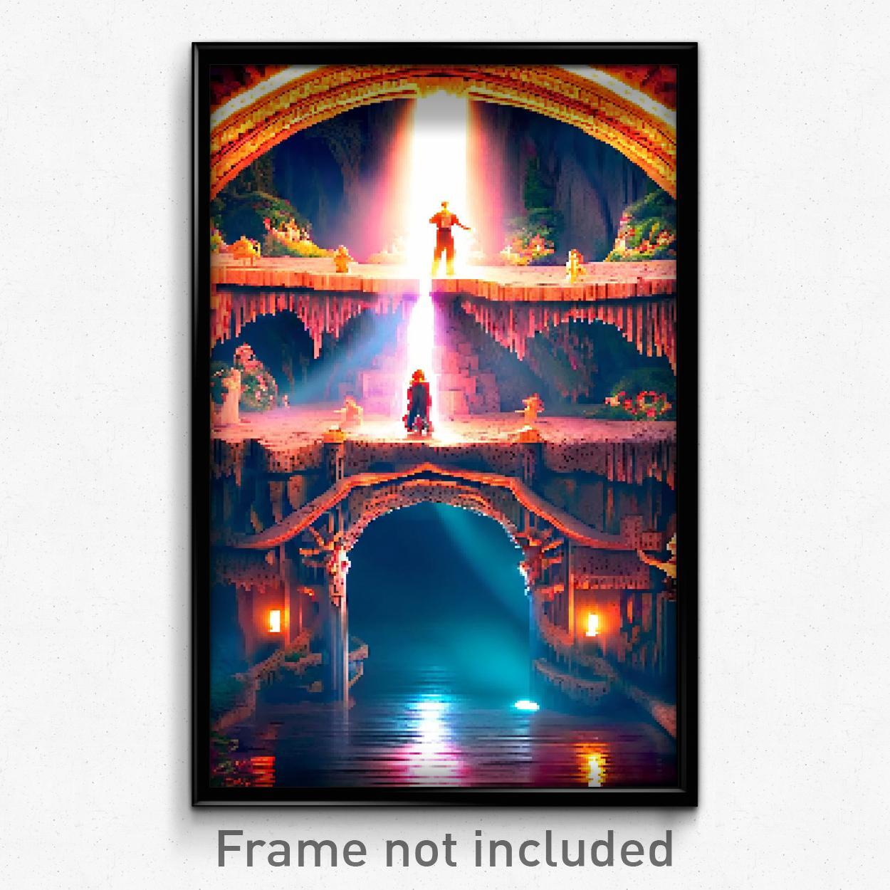 Pixel Art Poster - Unimaginable Grotto (8 Bit Psychedelic Video Game Print)