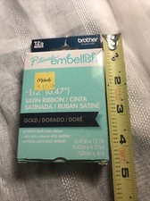 BROTHER P-Touch 1/2 0.47 X 13.1 tape GOLD ON Navy BlueSATIN RIBBON New CRAFT