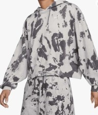 Nike Women's Tie Dye Hoodie Sweatshirt Oversized Crop Washed Jersey Gray XS