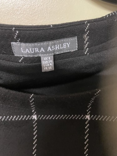 Vestido negro a cuadros Laura Ashley para mujer talla 8 elegante informal oficina - Imagen 2 de 6