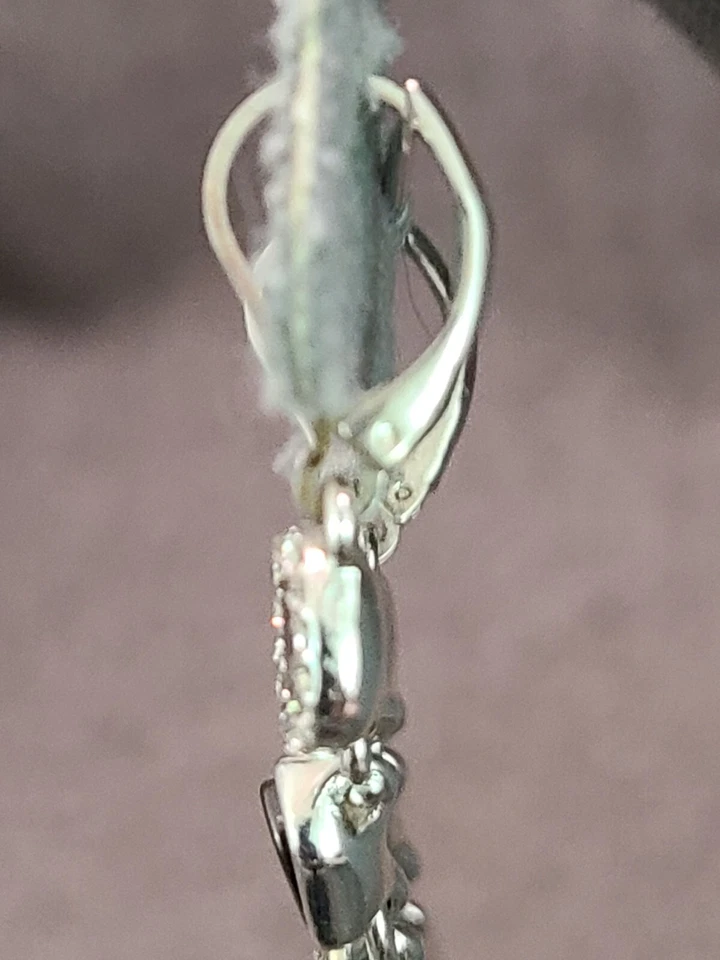 Nine West Silver Tone Clear Rhinestone, Mixed Metal, Stone Dangle Earrings - Imagem 4 de 4