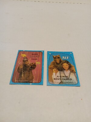 2 Cards 1987 Topps Alien Productions ALF TV SHOW Sticker Cards #12 ...
