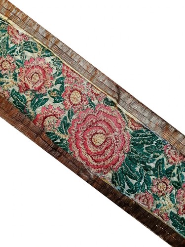 Vintage Saree Border India Decorative Trim Antique Embroidered Ribbon Silk Sari - Picture 7 of 7