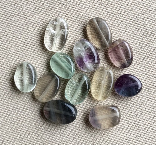 Natural Fluorite Multicolored Gemstone Beads, 0val, 10-12mm, Mixed Lot #F1