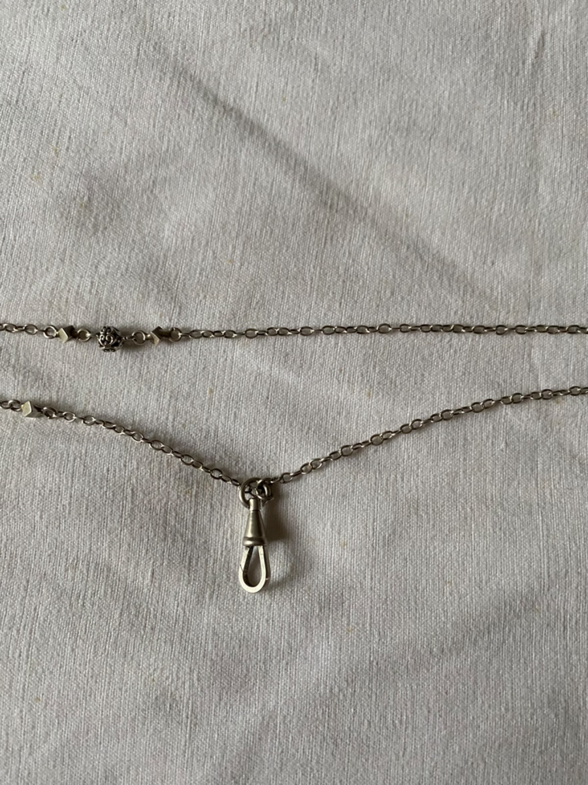 Chaîne Sautoir Pour Montre Gousset En Argent Massif - Longueur 140 Cm, Vintage, Occasion