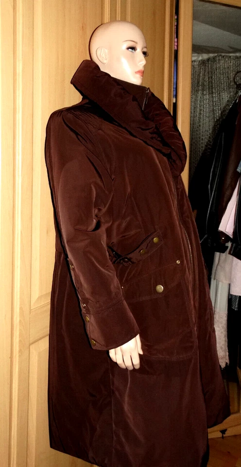 Abrigo mujer ULLA POPKEN Selection chaqueta larga parka cuello chal talla 46/48 marrón - Imagen 2 de 4