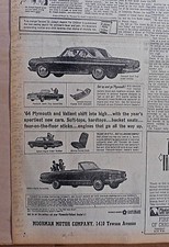 1963 Newspaper Ad For Plymouth - 64 Sport Fury Valiant Signet Convertible