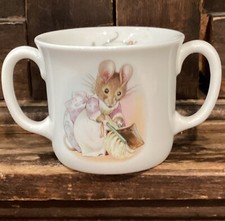 1986 Beatrix Potter Royal Albert Bone China Hunca Munca Mouse 2 Handle Baby Mug
