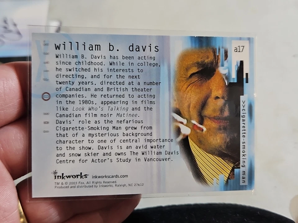 2003 Inkworks The X-Files Temporada 9 Autógrafo A17 William B. Davis Foto 2 de 2