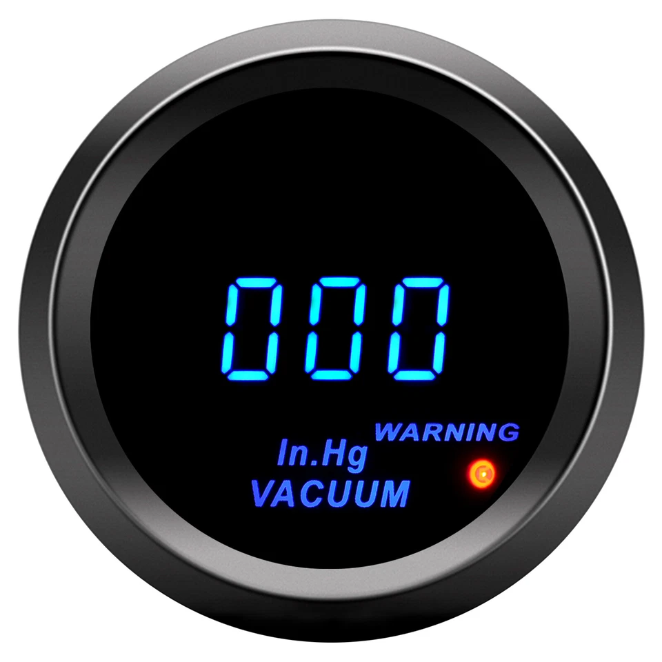 2" 52mm Universal Digital Auto Car Blue LED Vacuum Gauge in.Hg Meter  - Image 3 of 4