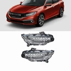 车头灯前照灯 LED 带 DRL 铬 适用于 2016 - 2019 年本田思域即插即用右手