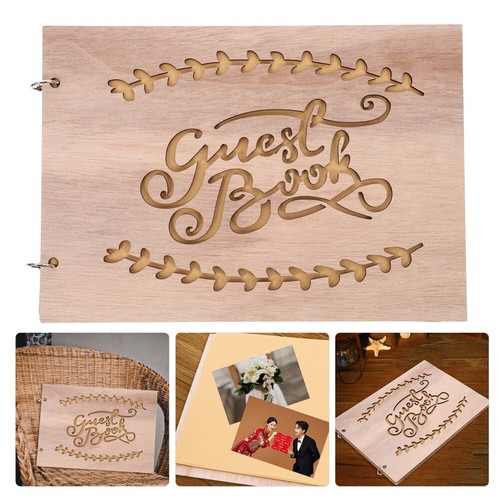 Hochzeitsgästebuch aus Holz, rustikaler Hochzeitsplaner, Fotobuch, - Bild 3 von 17