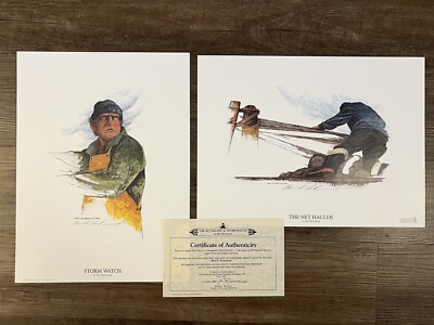 1990 Ben Richmond Storm Watch & The Net Hauler Limited Edition Lithograph Sign