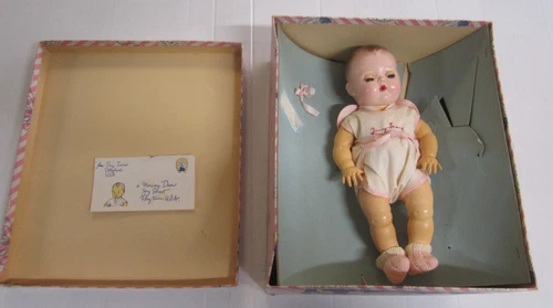 Vintage American Character 11" TINY TEARS Baby Doll, 1950s, EUC!  w/ box clothes