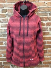 Under Armour Jacket Wintersweet Full Zip Hoodie Dark Pink Stripe Womens Small