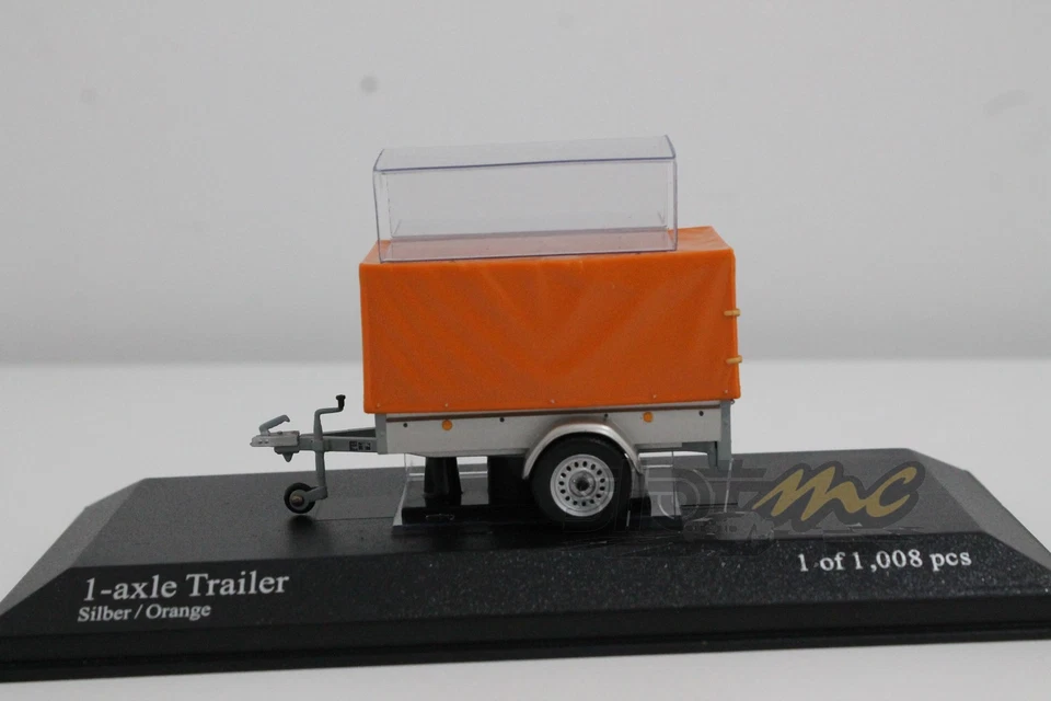 MINICHAMPS 400905221 1-axie trailer w/ canvas Silver/Orange 1/43 #NEW - Image 2 of 4