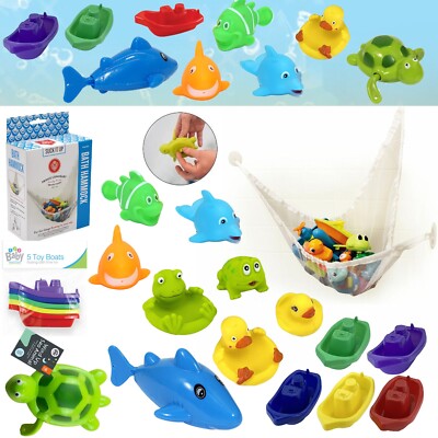 Kinder Baby Badespielzeug Aufziehschildkröte Hai schwimmende Ente Boote Fisch, Hängematte Aufbewahrung