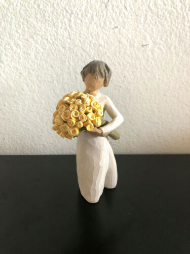 Demdaco Willow Tree Good Cheer by Susan Lordi Ceramic Figure Yellow Flowers