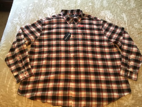 Chaps Performance Flannel Shirt Black Plaid Long Sleeves Men's Big Tall 4XB NOS - Picture 2 of 9