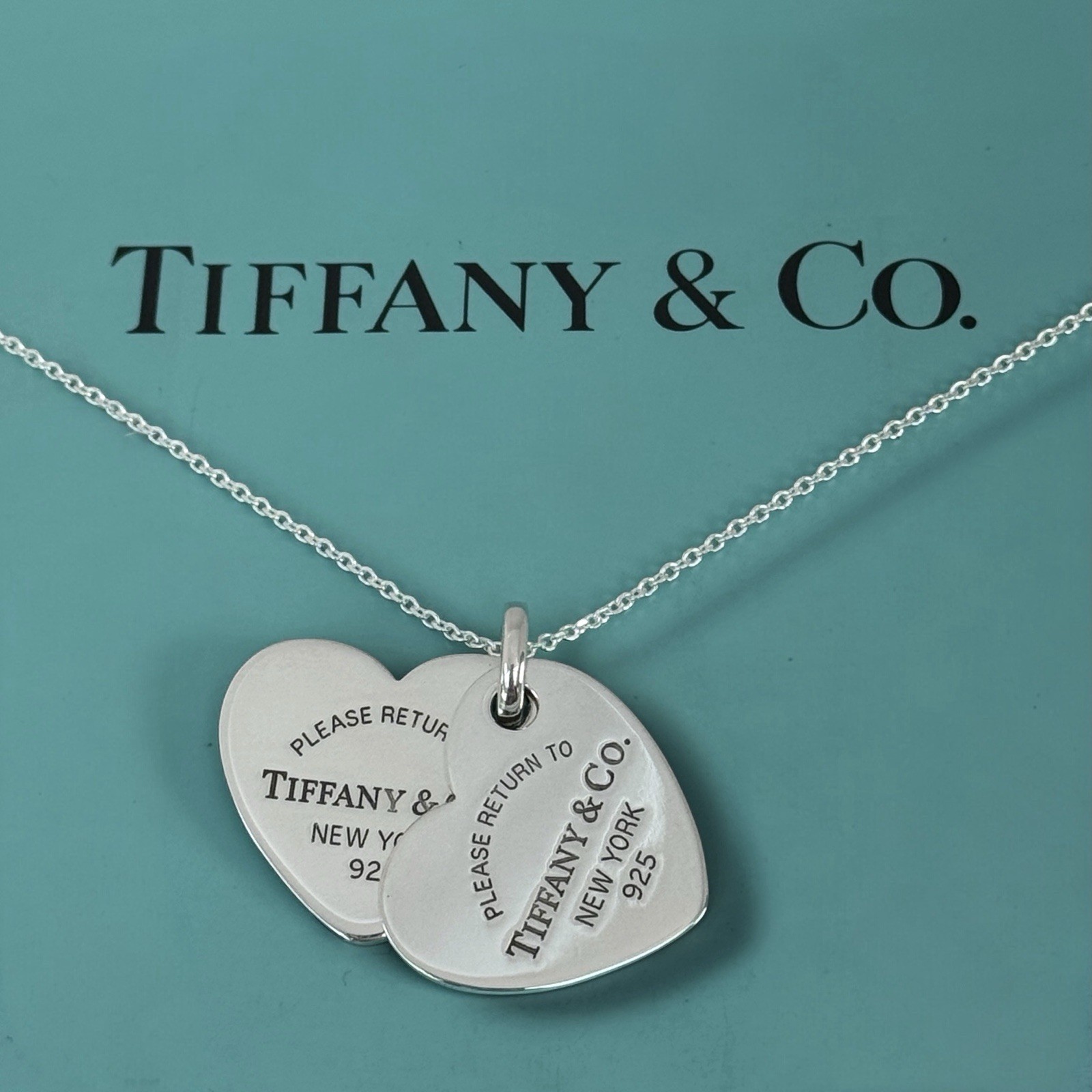 Authentic Tiffany & Co. Necklace-  Return to Tiffany Double Tilted Heart Pendant