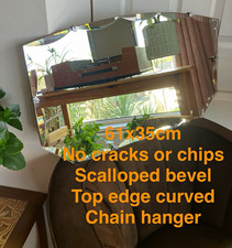 VintageScalloped Bevelled Frameless Wall Mirror 61 x 35cm