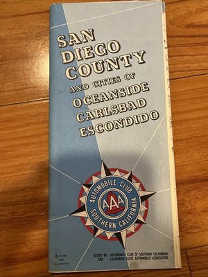 Vintage AAA 1964 Map of San Diego NEW Rare Copy Never Used C10463