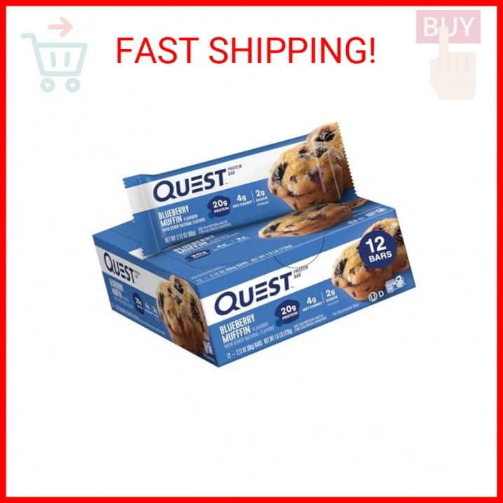 Quest Nutrition Blueberry Muffin Protein Bars, 20g Protein, 2g Sugar, 5g Net Car - Image 2 of 2