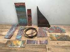Lot 12 Sheet Copper Pieces Coppersmith scrap Natural Patina Colors Verdigris