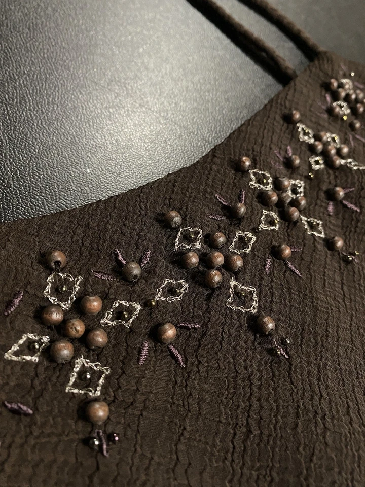 JONES WEAR Women's 10 Braided Spaghetti Straps Beaded Lined Fitted Blouse Tank - Image 4 of 4