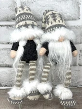 Set of 2 Male and Female Weighted Bottom Gnomes Shelf Sitters Christmas Decor