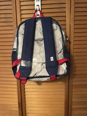 US Polo Assn. 16'' Clear Backpack Blue Red & White Accents with Pouch New