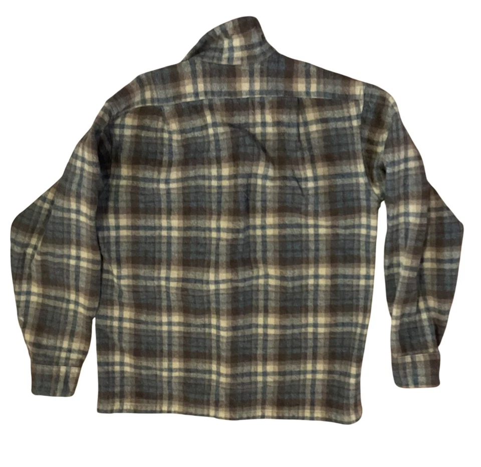 Vtg Pendleton Board Shirt M Virgin Wool Plaid Loop Collar Long Sleeve Shacket - Image 4 of 4
