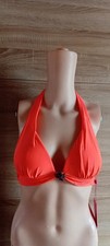 Neon orangenes Bikini Oberteil Neckholder mit Glitzer Brosche Gr. 38 - NEU -